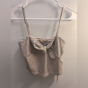 Cider Ribbed Striped Twist Crop Top